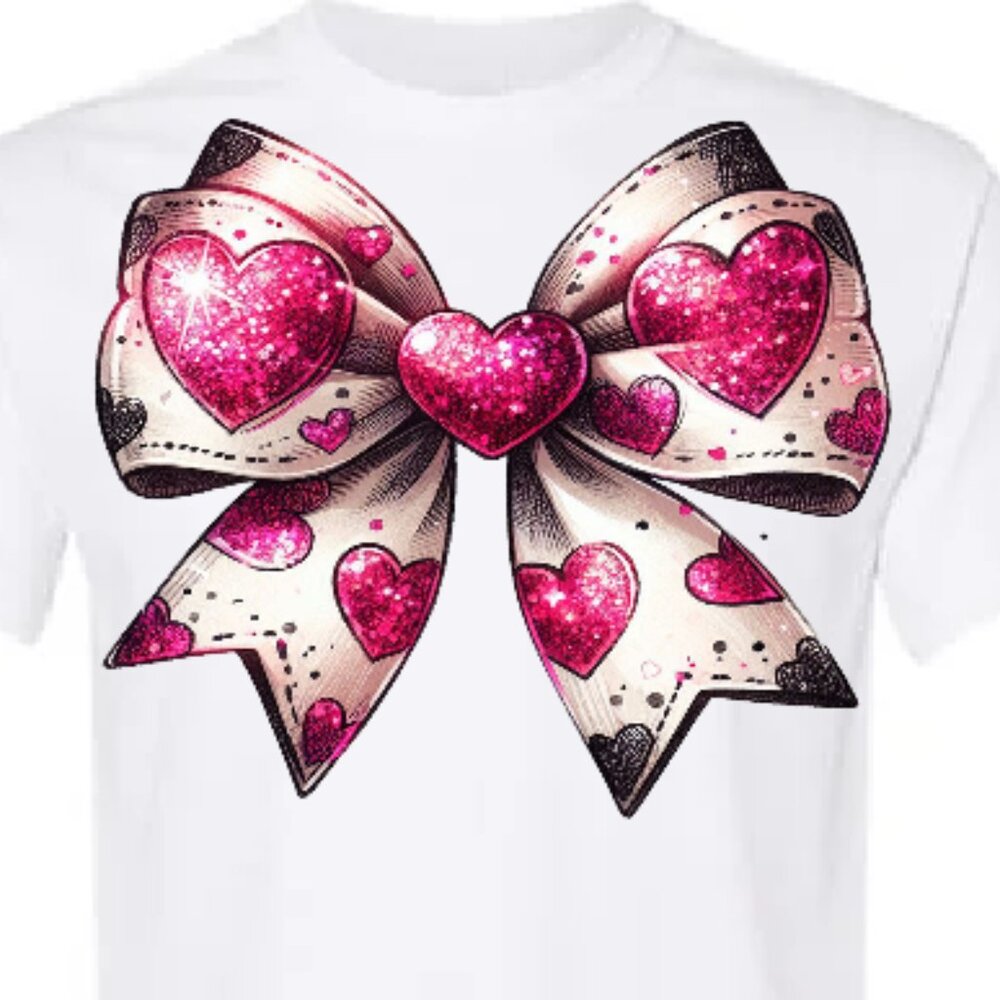 Valentines Sparkly Heart Bow